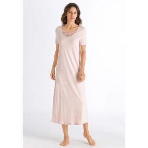 Hanro Flora Short Sleeve Long Nightie Pajama In Beige Women's Size S US 6/8